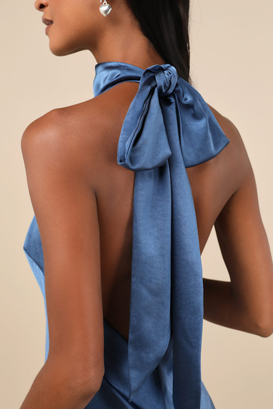 Exceptional Status Ivory Halter Backless Slip Midi Dress