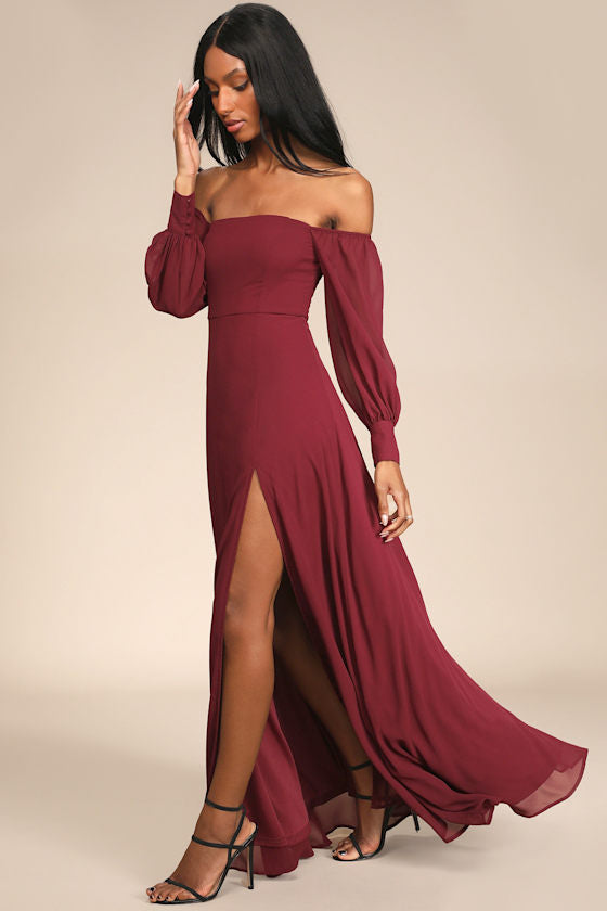 Feel the Romance White Off-the-Shoulder Maxi Dress