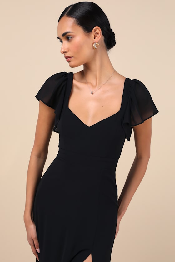 Simply Delightful Pink Tie-Back Flutter Sleeve Maxi Dress