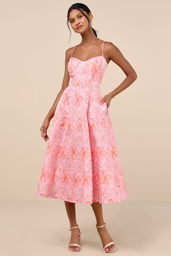 Meet for Tea White Jacquard Bustier Midi Dress With Pockets