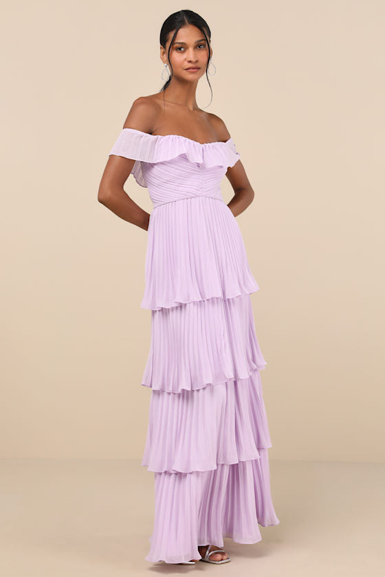 Always Remarkable Emerald Pleated Off-the-Shoulder Maxi Dress