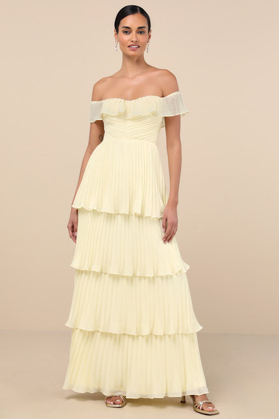 Always Remarkable Emerald Pleated Off-the-Shoulder Maxi Dress