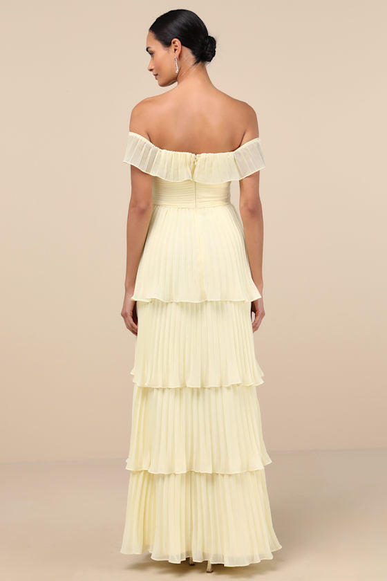 Always Remarkable Rusty Rose Pleated Off-the-Shoulder Maxi Dress