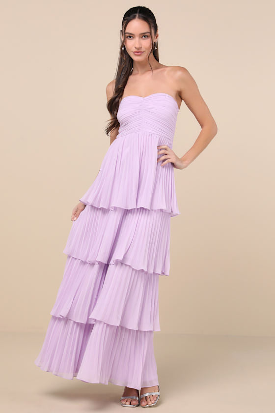 Seriously Sensational Olive Green Strapless Tiered Maxi Dress