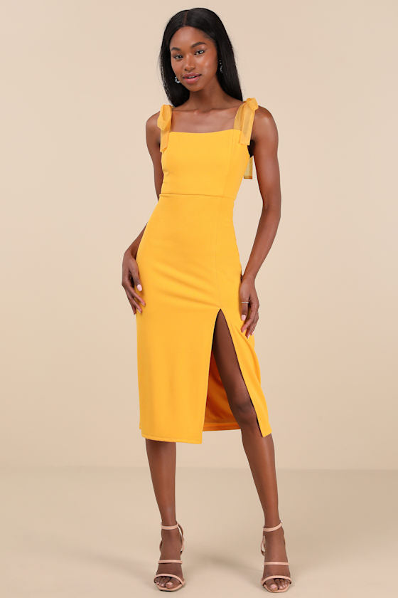 Romantic Celebration Black Tie-Strap Bodycon Midi Dress