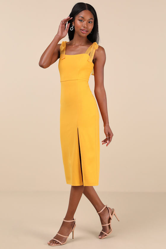 Romantic Celebration Black Tie-Strap Bodycon Midi Dress