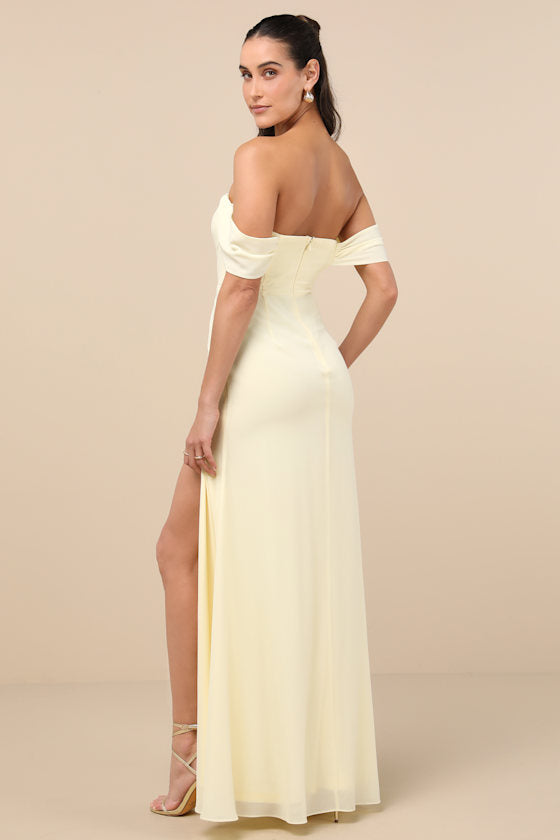 Magical Magnetism Navy Blue Off-the-Shoulder Maxi Dress