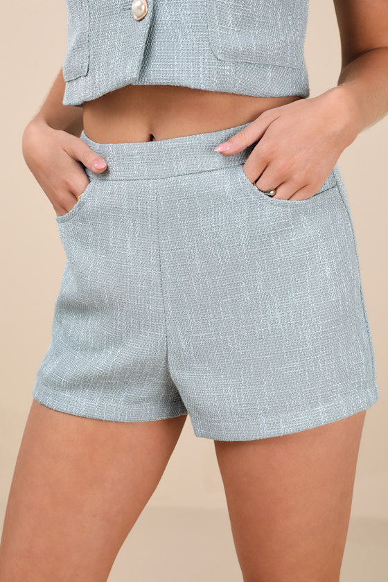 Perfect Company Ivory Tweed High-Waisted Shorts