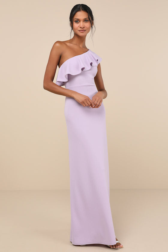 Last Forever Powder Blue One-Shoulder Ruffle Maxi Dress