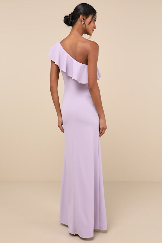 Last Forever Powder Blue One-Shoulder Ruffle Maxi Dress