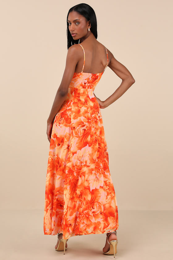 Beautiful Soul Fuchsia Floral Print Twist-Front Maxi Dress