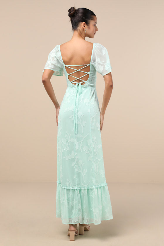 Tailor Made For You White Jacquard Lace-Up Maxi Dress