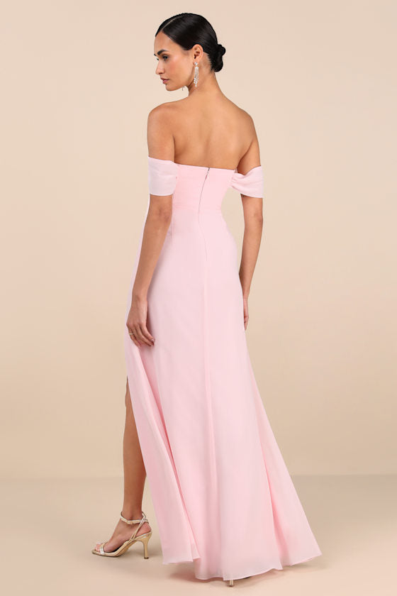 Magical Magnetism Light Blue Off-the-Shoulder Maxi Dress