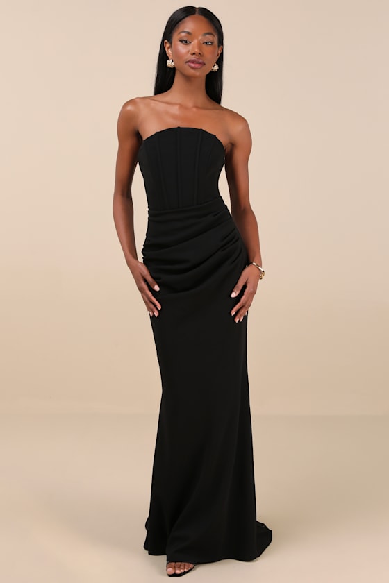 Laney Red Strapless Corset Maxi Dress