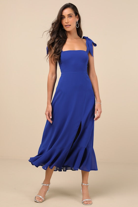 Summer Invite White and Pink Toile Tie-Strap Tiered Midi Dress