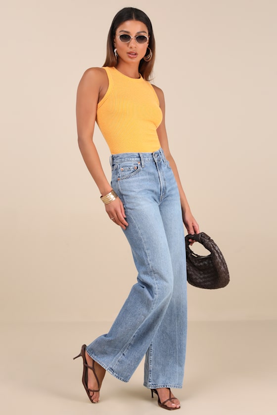 Essential Update Slate Blue Ribbed Tank Top