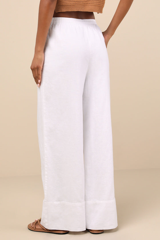 Brisa Light Blue Striped Cuffed Wide-Leg Pants