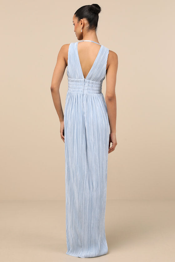 Melitta Olive Green Plisse Sash Maxi Dress