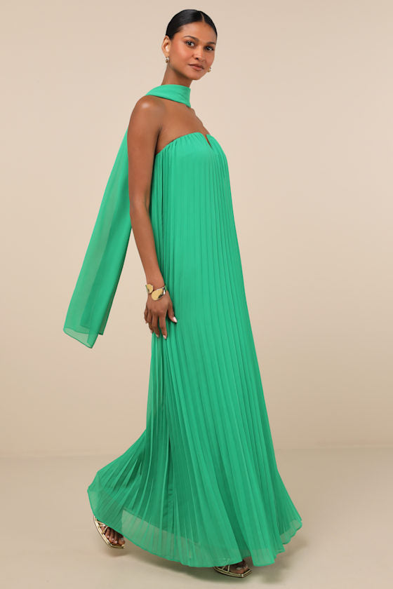 Lael White Floral Pleated Strapless Dress and Scarf Set