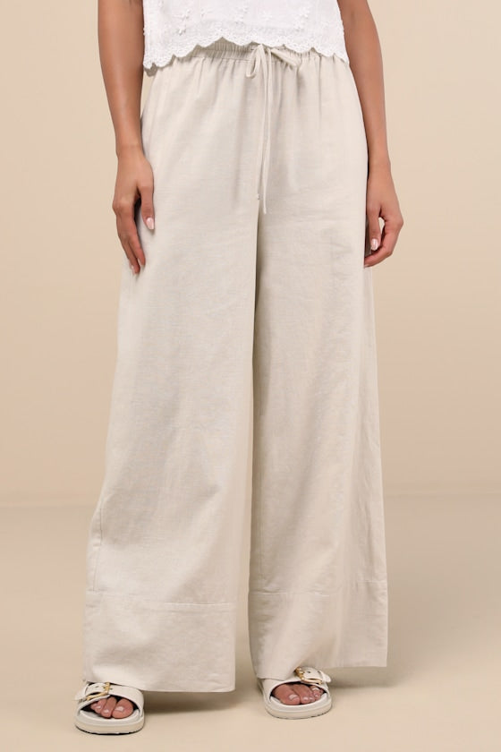 Brisa White Cuffed Wide-Leg Pants