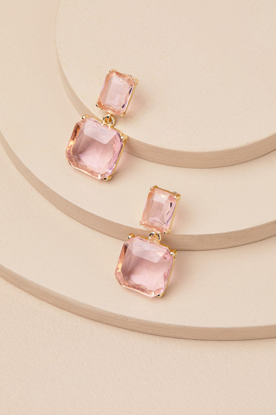 Alvilda Pink Rhinestone Drop Earrings
