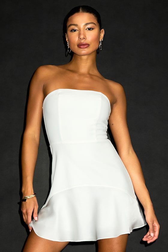 Compelling Style Royal Blue Strapless Mini Dress