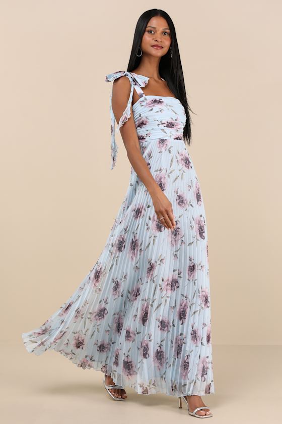 Gorgeous Purpose Pink Satin Pleated Sleeveless Bow Maxi Dress