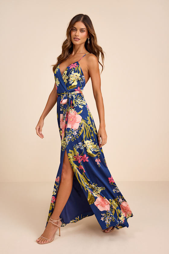Still the One Blush Pink Floral Print Satin Maxi Dress