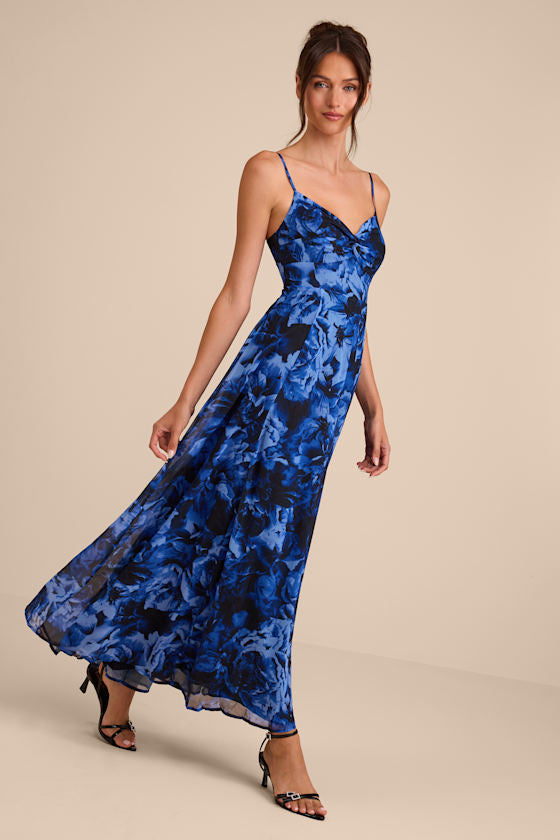 Beautiful Soul Fuchsia Floral Print Twist-Front Maxi Dress