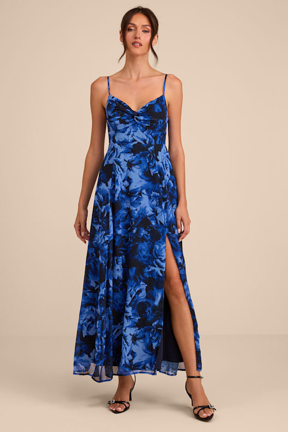 Beautiful Soul Teal Green Floral Print Twist-Front Maxi Dress