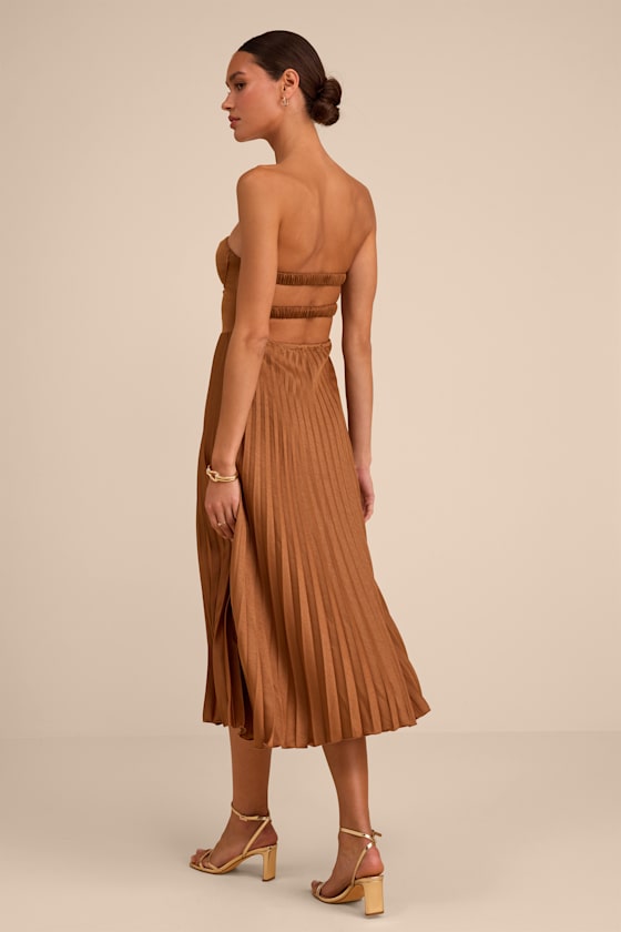 Irelyn Burgundy Satin Bustier Midi Dress