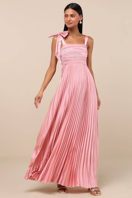 Gorgeous Purpose Royal Blue Pleated Sleeveless Bow Maxi Dress