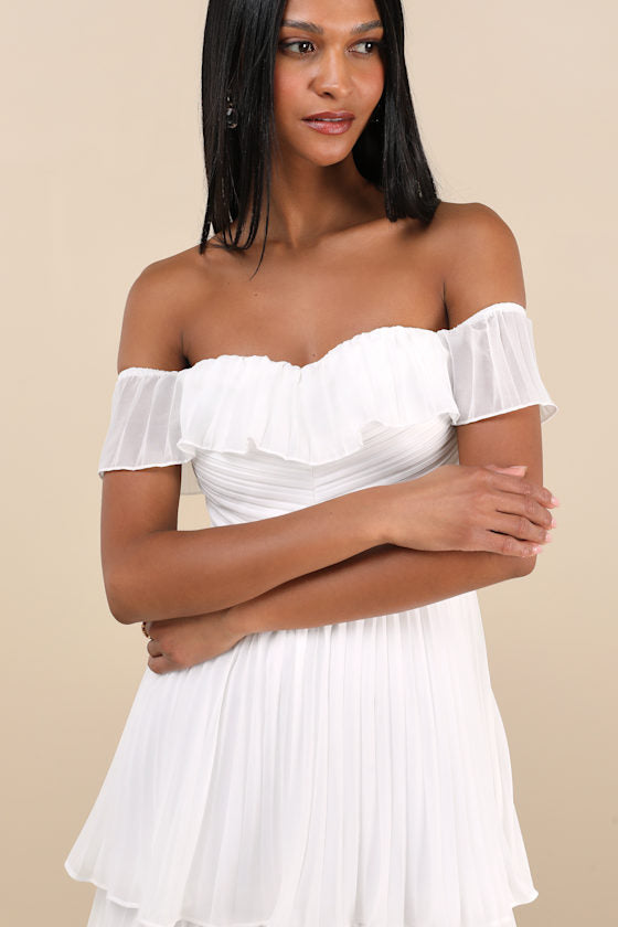 Always Remarkable Pink Pleated Off-the-Shoulder Maxi Dress