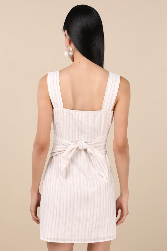 Sarie Pink Textured Button-Front Mini Dress