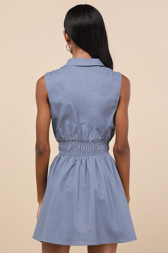 Jaliyah White Collared Button-Front Mini Dress