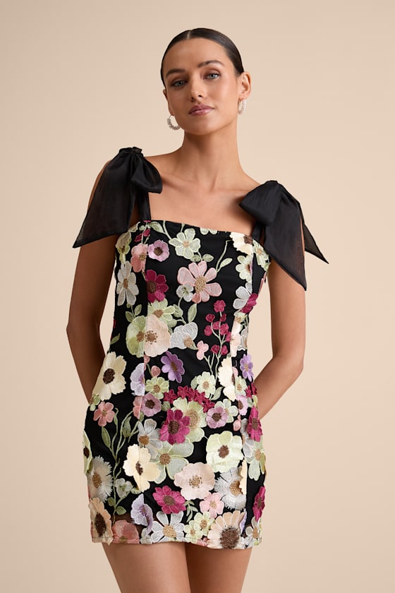 Emphatically Adorable Hot Pink Floral Tie-Strap Mini Dress