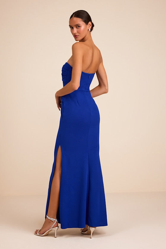 Elegant Finesse Black Pleated Cutout Maxi Dress