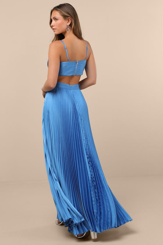 Got the Glam Emerald Green Pleated Cutout Maxi Dress
