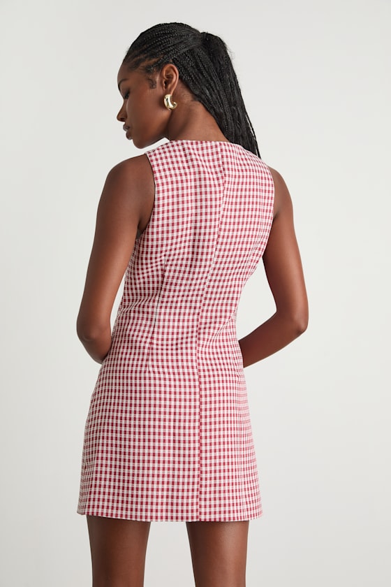 Aloriana Light Blue Gingham Tweed Button-Front Mini Dress