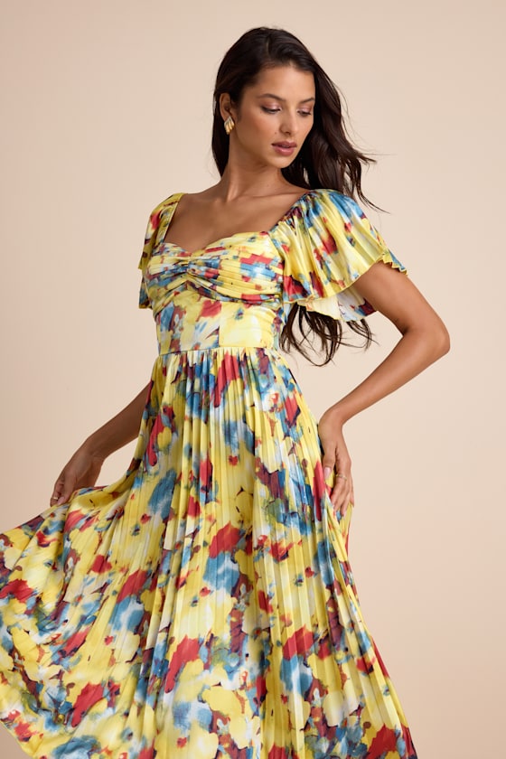 Authentically Yours Blue Multi Abstract Print Satin Midi Dress
