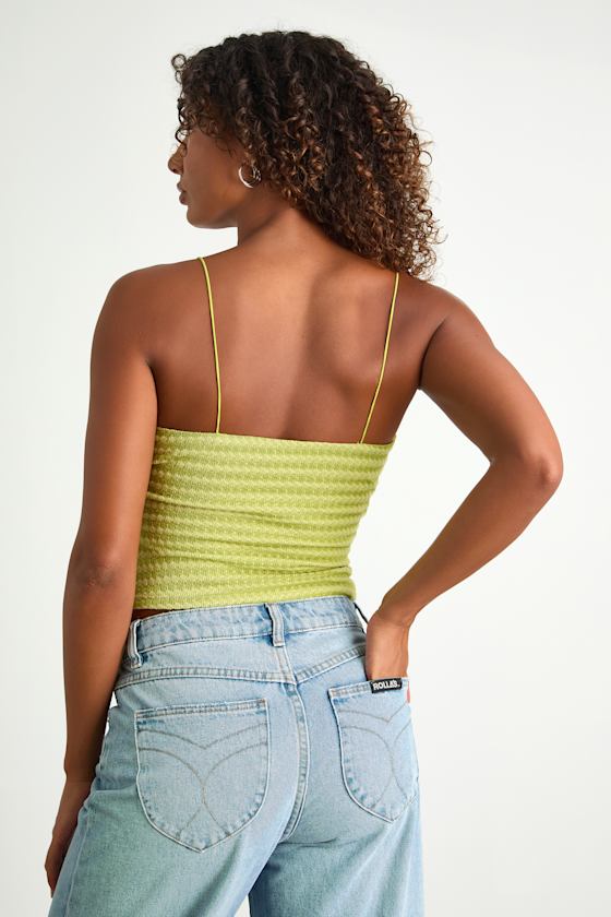 Jimena Pink Striped Knit Ruched Cami Top