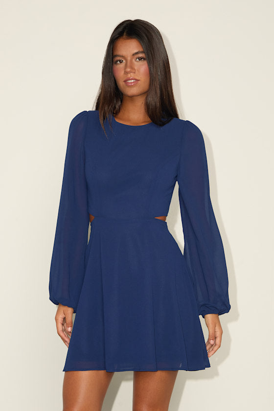 Garden Bliss Emerald Green Long Sleeve Cutout Mini Dress