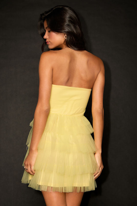 Sapphira Royal Blue Tulle Tiered Cutout Mini Dress