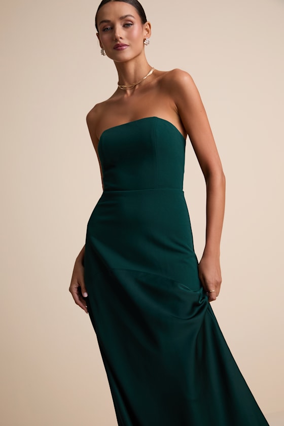 Compelling Style Royal Blue Strapless A-Line Maxi Dress