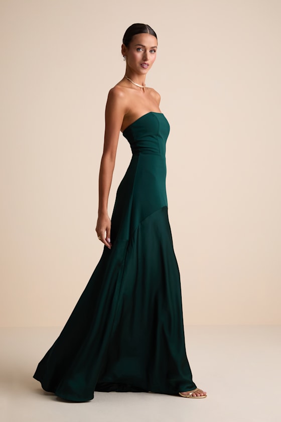 Compelling Style Royal Blue Strapless A-Line Maxi Dress