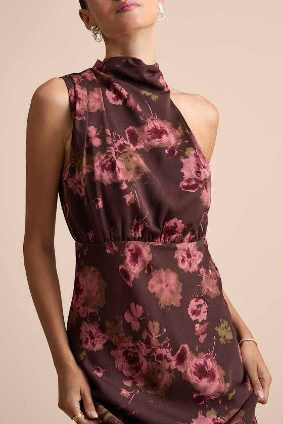 Distinctive Charm Purple Satin Asymmetrical Maxi Dress