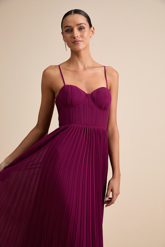 Admirable Elegance Light Blue Pleated Bustier Maxi Dress