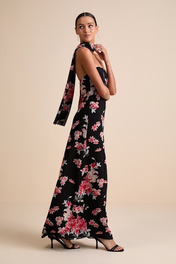 Rawya Red Orange Strapless Maxi Dress and Scarf Set