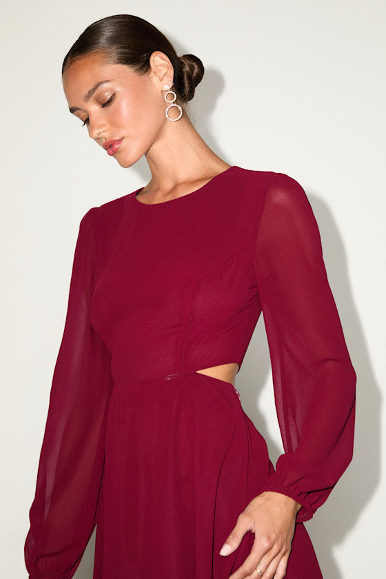 Garden Bliss Emerald Green Long Sleeve Cutout Mini Dress
