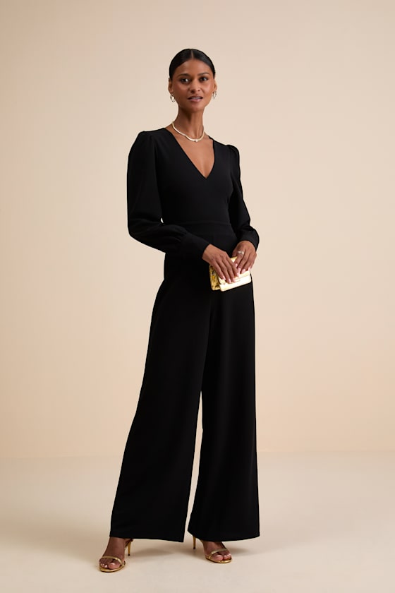 Celebrating Romance Emerald Green Long Sleeve Wide-Leg Jumpsuit